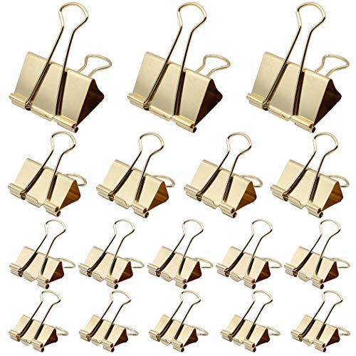45 Stück Foldback Klammern Gold Vielzweckklammern Büroklammern Binder Clip 19/25/32/51mm 45 Stück Foldback Klammern Gold Vielzweckklammern Büroklammern Binder Clip 19/25/32/51mm von zoohot