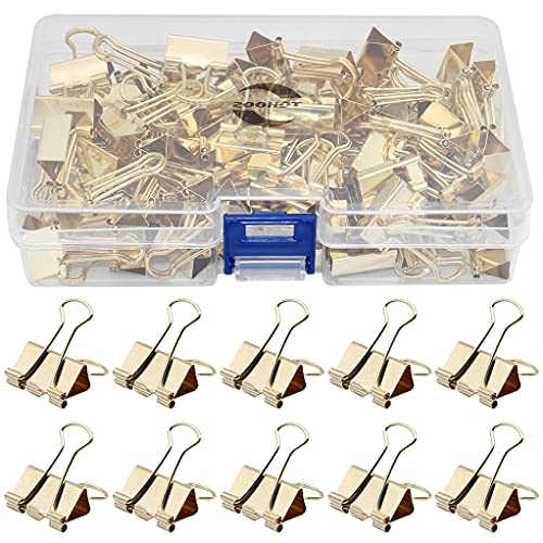 Foldback-Klammern, 19 mm, Büroklammern, Ordner-Clips für Büro, Schule und Zuhause, 80 Stück, Gold von zoohot