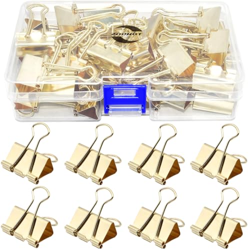 Foldback-Klammern, goldfarben, 2,5 cm, Metall-Büroklammer für Büro, Schule und Zuhause, 40 Stück Foldback-Klammern, goldfarben, 2,5 cm, Metall-Büroklammer für Büro, Schule und Zuhause, 40 Stück von zoohot