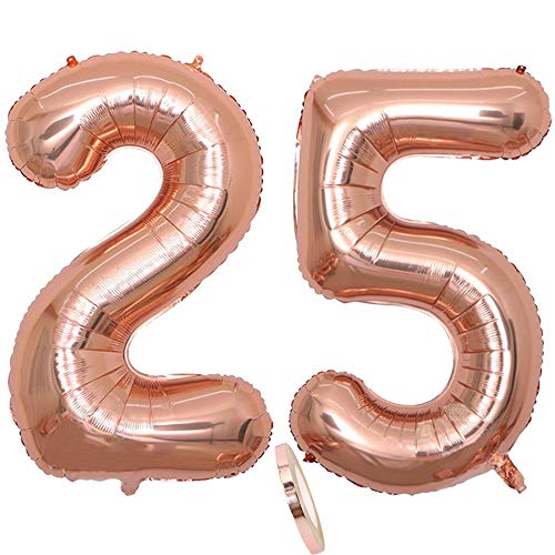 2 Luftballons Zahl 25, Nummer 25 Luftballon Rosegold Mädchen,40"Aufblasbar Helium Folienballon Roségold Ballons Figuren,Riesen Folie Ballon für Geburtstag Party Dekoration,Abschlussball 2 Luftballons Zahl 25, Nummer 25 Luftballon Rosegold Mädchen,40"Aufblasbar Helium Folienballon Roségold Ballons Figuren,Riesen Folie Ballon für Geburtstag Party Dekoration,Abschlussball von zooting