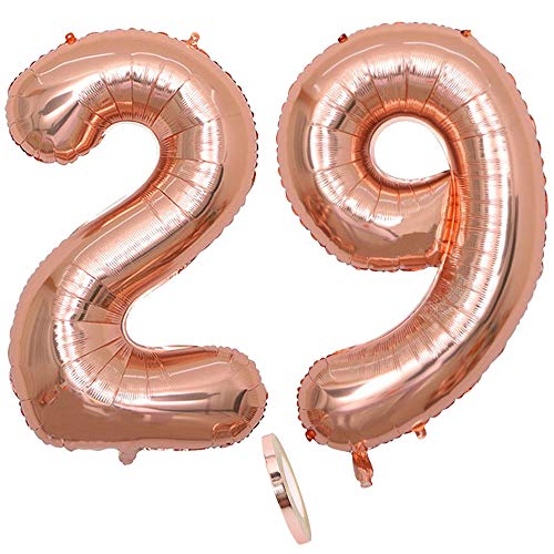 2 Luftballons Zahl 29, Nummer 29 Luftballon Rosegold Mädchen,40" Aufblasbar Helium Folienballon Roségold Ballons Figuren,Riesen Ballon für Geburtstag Party Dekoration, Abschlussball (xxxl 100cm) von zooting