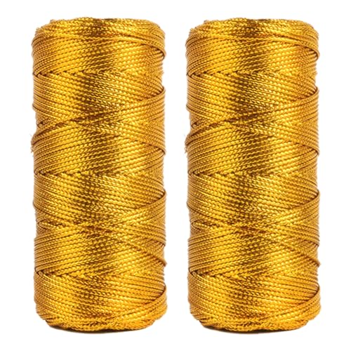 2 Rolle Kordelband Gold, 1.5mm x100m Gold Metallic Goldene Kordel,Glitzer Goldene Schnur,Unelastisch Kordel Geschenk für Weihnachten,Hochzeit Dekoration,DIY Basteln,Geschenkverpackung von zorvixal