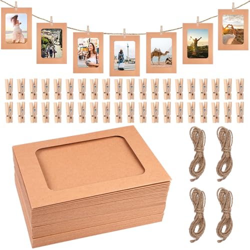 40 Stück DIY Kraftpapier Bilderrahmen,6in Papier Fotogirlande mit 40 Wäscheklammern Holz und 4 Hanfseil,Bilderrahmen aus Pappe Set,Braun Fotogirlande für Zuhause,Schule oder Partydekoration,Pergament 40 Stück DIY Kraftpapier Bilderrahmen,6in Papier Fotogirlande mit 40 Wäscheklammern Holz und 4 Hanfseil,Bilderrahmen aus Pappe Set,Braun Fotogirlande für Zuhause,Schule oder Partydekoration,Pergament von zorvixal