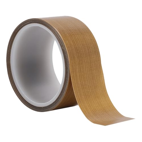5cm x10 m Teflon Klebeband Hitzebeständiges, Selbstklebend Teflonband, Hochtemperaturband Hitzebeständig bis 300℃, Dicke 0,18mm, Glasgewebeban für Vakuumiergerät, Handversiegelung, Impulsversiegelung von zorvixal