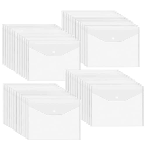 60 Stück Dokumententasche A5 Transparent, 23×18cm Okumentenmappe mit Druckknopf, PP Durchsichtige Dokumenten Mappen, für Perfekte Organisation von Dokumenten, Dateien, Papier, Quittungen und Mehr von zorvixal