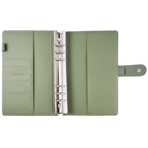 A5 Binder, 6 Loch A5 Ringbuch Abdeckung, Binder Ringbuch Nachfüllbar 80-100 Blatt Nachfüllpapier, (Ohne Innenpapier) Nachfüllbar Budget Ordner, für Büro Schule und Reisearbeit(Dunkelgrün) von zorvixal