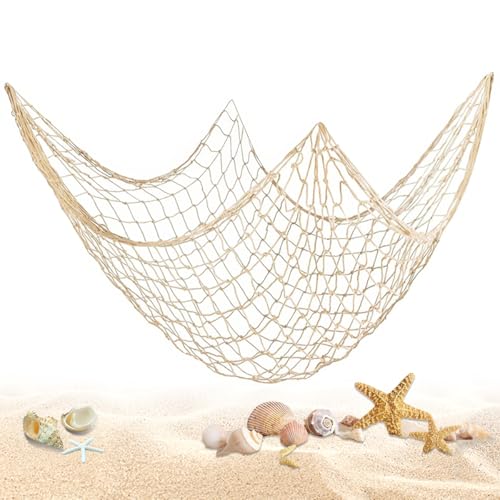 Fischernetz Wanddekoration Deko,200×100cm Fischernetz Deko mit Muscheln,Fischernetz im Mediterranen Stil,Nautisches Fischernetz Dekoration,für Party Home Wohnzimmer Schlafzimmer Mediterranen Dekor von zorvixal