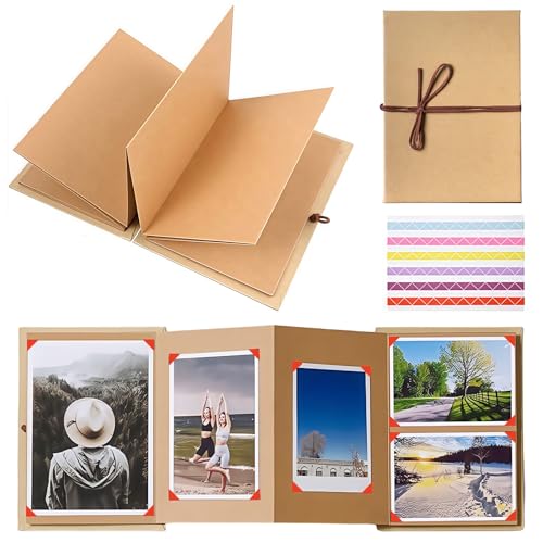 Leeres Buch zum Einkleben, 12×18CM Kraftpapier Hardcover Fotoalben, Klein Fotobuch zum Einkleben, Faltbares Album, Photoalbum für Geburtstagsgeschenk Abschlussfeie Hochzeit Abschluss (34 Seiten) von zorvixal