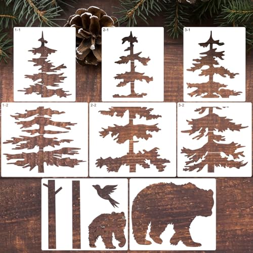 Große Kiefernbaum-Schablonen zum Malen auf Holzzaun, 99,1 cm, riesige Wandschablonen, schmaler Baum, Wandbild, Zeichenschablonen für Wände, Fenster, Möbel Große Kiefernbaum-Schablonen zum Malen auf Holzzaun, 99,1 cm, riesige Wandschablonen, schmaler Baum, Wandbild, Zeichenschablonen für Wände, Fenster, Möbel von zosylley