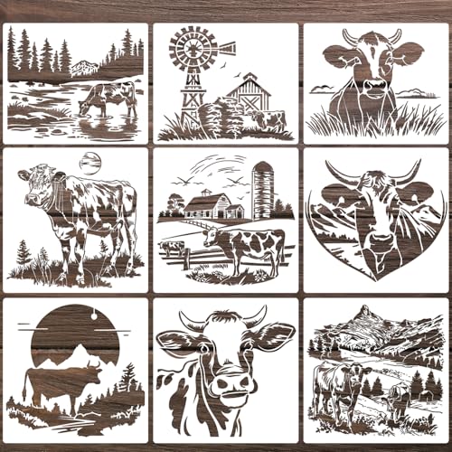 Tier-Holz-Schablonen zum Bemalen von Kuh-Schablonen, wiederverwendbare Bauernhaus-Schablonen zum Basteln, T-Shirt, Stoff, Holz, DIY-Dekoration Tier-Holz-Schablonen zum Bemalen von Kuh-Schablonen, wiederverwendbare Bauernhaus-Schablonen zum Basteln, T-Shirt, Stoff, Holz, DIY-Dekoration von zosylley