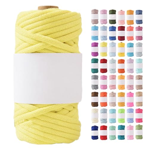 1 Stück 300g/35m Schlauchgarn,crochet Yarn Breite 6mm,baumwollgarn Zum Häkeln Länge,Handstrickgarnc Deckengarn, Rolle Baumwollgarn Für DIY-Decken, Hüte (Gelb-F) von zoufabaola