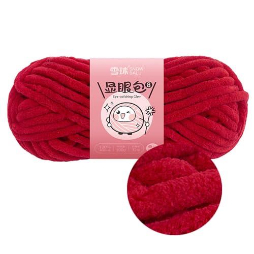 100g/32m Glitzerwolle,beilaufgarn Glitzer Durchmesser 10 Mm,dicke Wolle Zum Handstricken,dicke Wolle Für Unterschiedliche Handarbeitsprojekte Wie Taschen, Schals Oder Decken. (Rot-C) von zoufabaola
