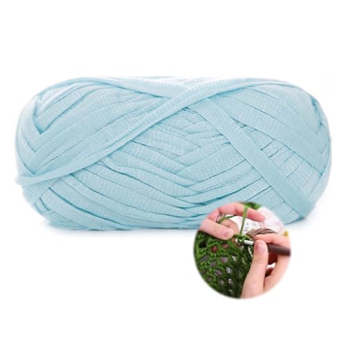 100g/70m T-Shirt Garn, Durchmesser 10 MmTextilgarn Zum Häkeln Für Körbe Bändchengarn Polyester Rope Garn, Häkelkorb Taschen Teppiche Wandbehang Makramee (Blau-A) von zoufabaola