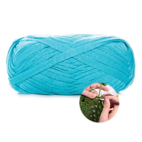 100g/70m T-Shirt Garn, Durchmesser 10 MmTextilgarn Zum Häkeln Für Körbe Bändchengarn Polyester Rope Garn, Häkelkorb Taschen Teppiche Wandbehang Makramee (Blau-B) von zoufabaola