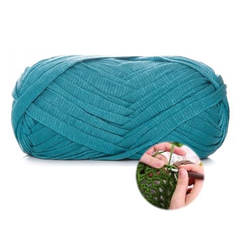 100g/70m T-Shirt Garn, Durchmesser 10 MmTextilgarn Zum Häkeln Für Körbe Bändchengarn Polyester Rope Garn, Häkelkorb Taschen Teppiche Wandbehang Makramee (Blau-C) von zoufabaola