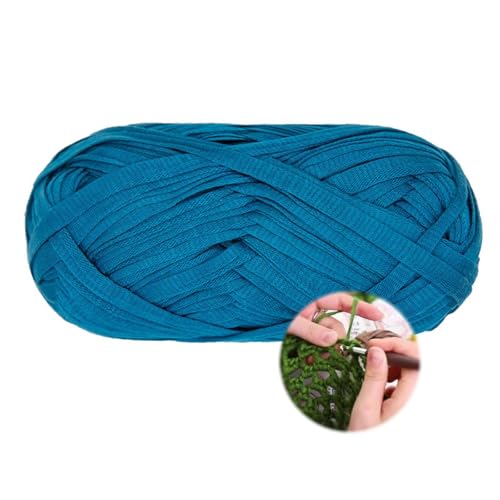 100g/70m T-Shirt Garn, Durchmesser 10 MmTextilgarn Zum Häkeln Für Körbe Bändchengarn Polyester Rope Garn, Häkelkorb Taschen Teppiche Wandbehang Makramee (Blau-E) von zoufabaola