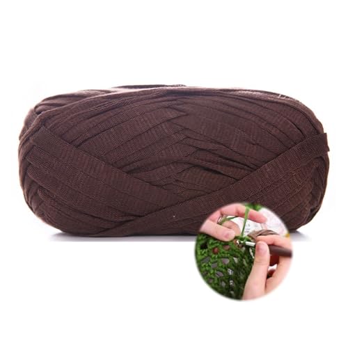 100g/70m T-Shirt Garn, Durchmesser 10 MmTextilgarn Zum Häkeln Für Körbe Bändchengarn Polyester Rope Garn, Häkelkorb Taschen Teppiche Wandbehang Makramee (Braun-C) von zoufabaola