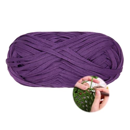 100g/70m T-Shirt Garn, Durchmesser 10 MmTextilgarn Zum Häkeln Für Körbe Bändchengarn Polyester Rope Garn, Häkelkorb Taschen Teppiche Wandbehang Makramee (Lila-C) von zoufabaola