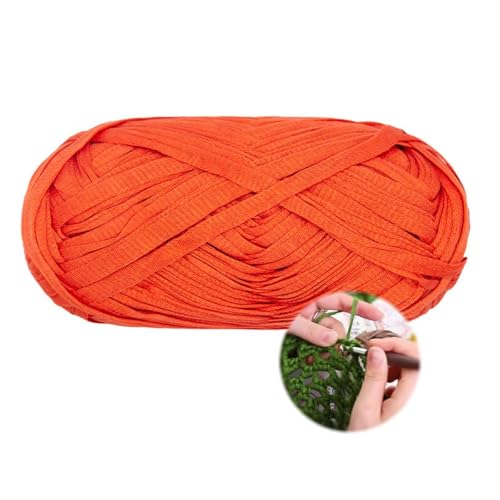 100g/70m T-Shirt Garn, Durchmesser 10 MmTextilgarn Zum Häkeln Für Körbe Bändchengarn Polyester Rope Garn, Häkelkorb Taschen Teppiche Wandbehang Makramee (Orange-B) von zoufabaola