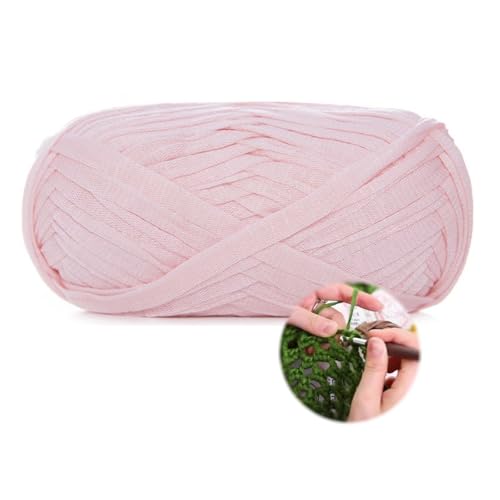 100g/70m T-Shirt Garn, Durchmesser 10 MmTextilgarn Zum Häkeln Für Körbe Bändchengarn Polyester Rope Garn, Häkelkorb Taschen Teppiche Wandbehang Makramee (Rosa-A) von zoufabaola