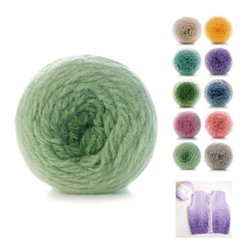 190g Farbverlaufsgarn Häkelgarn Baumwolle, 380m Super Leichte Gradient Bobbel Wolle Farbverlauf, Dicke Wolle Zum Häkeln Durchmesser:3mm,bunte Wolle (Hellgrün) von zoufabaola