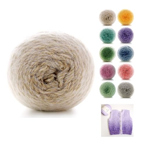 190g Farbverlaufsgarn Häkelgarn Baumwolle, 380m Super Leichte Gradient Bobbel Wolle Farbverlauf, Dicke Wolle Zum Häkeln Durchmesser:3mm,bunte Wolle (Lattegrau) von zoufabaola