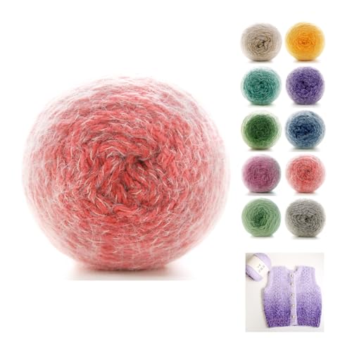 190g Farbverlaufsgarn Häkelgarn Baumwolle, 380m Super Leichte Gradient Bobbel Wolle Farbverlauf, Dicke Wolle Zum Häkeln Durchmesser3mm,bunte Wolle Für Schal Zum Stricken (Erdbeerrot) von zoufabaola