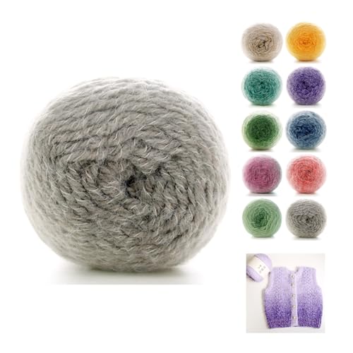 190g Farbverlaufsgarn Häkelgarn Baumwolle, 380m Super Leichte Gradient Bobbel Wolle Farbverlauf, Dicke Wolle Zum Häkeln Durchmesser3mm,bunte Wolle Für Schal Zum Stricken (Hellgrau) von zoufabaola