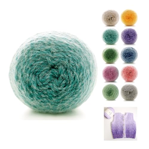 190g Farbverlaufsgarn Häkelgarn Baumwolle, 380m Super Leichte Gradient Bobbel Wolle Farbverlauf, Dicke Wolle Zum Häkeln Durchmesser3mm,bunte Wolle zum Pullover Hüte (Frühlingsgrün) von zoufabaola