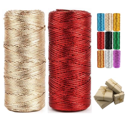 2 Rollen 200m Kordel Gold, Durchmesser 1.5mm,geschenkband Gold,goldenes Band,packschnur,kordelband,zum Handwerk Hochzeit Dekorieren Oder Verpacken (BC) von zoufabaola
