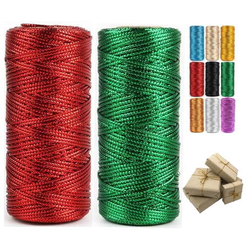 2 Rollen 200m Kordel Gold, Durchmesser 1.5mm,geschenkband Gold,goldenes Band,packschnur,kordelband,zum Handwerk Hochzeit Dekorieren Oder Verpacken (CF) von zoufabaola