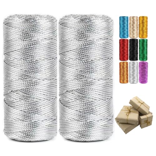 2 Rollen 200m Kordel Gold, Durchmesser 1.5mm,geschenkband Gold,goldenes Band,packschnur,kordelband,zum Handwerk Hochzeit Dekorieren Oder Verpacken (H) von zoufabaola