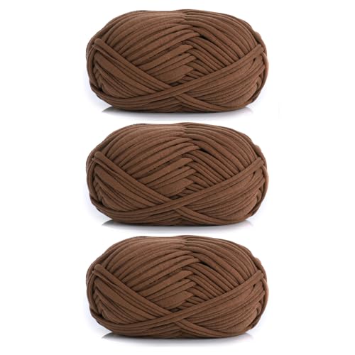 3 Stück 300g/96m T-Shirt-Garn,Durchmesser 20mm,textilgarn,baumwollgarn Zum Häkeln, Strickgarn, Stoff, Häkelgarn Für Taschen, Körbe, Decken, Heimdekoration (AB) von zoufabaola