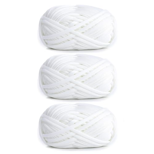3 Stück 300g/96m T-Shirt-Garn,Durchmesser 20mm,textilgarn,baumwollgarn Zum Häkeln, Strickgarn, Stoff, Häkelgarn Für Taschen, Körbe, Decken, Heimdekoration (AH) von zoufabaola