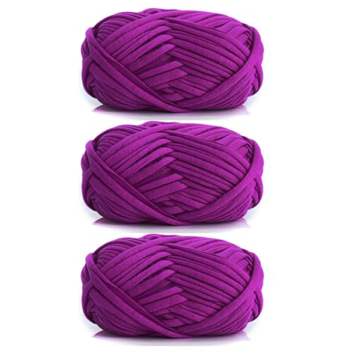 3 Stück 300g/96m T-Shirt-Garn,Durchmesser 20mm,textilgarn,baumwollgarn Zum Häkeln, Strickgarn, Stoff, Häkelgarn Für Taschen, Körbe, Decken, Heimdekoration (AK) von zoufabaola