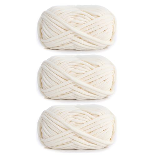 3 Stück 300g/96m T-Shirt-Garn,Durchmesser 20mm,textilgarn,baumwollgarn Zum Häkeln, Strickgarn, Stoff, Häkelgarn Für Taschen, Körbe, Decken, Heimdekoration (AM) von zoufabaola