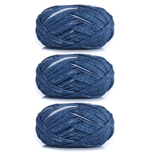 3 Stück 300g/96m T-Shirt-Garn,Durchmesser 20mm,textilgarn,baumwollgarn Zum Häkeln, Strickgarn, Stoff, Häkelgarn Für Taschen, Körbe, Decken, Heimdekoration (BB) von zoufabaola
