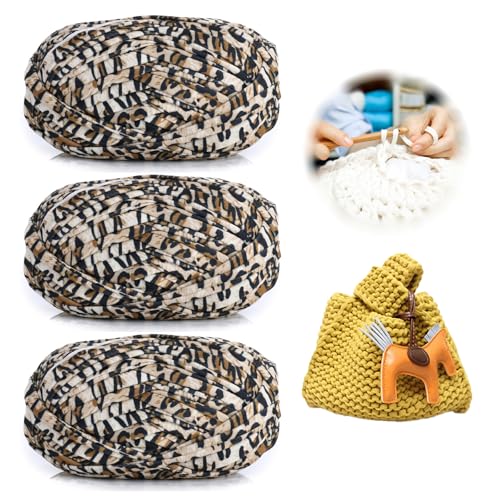 3 Stück 300g/96m T-Shirt-Garn,Durchmesser 20mm,textilgarn,baumwollgarn Zum Häkeln, Strickgarn, Stoff, Häkelgarn Für Taschen, Körbe, Decken, Heimdekoration (BE) von zoufabaola