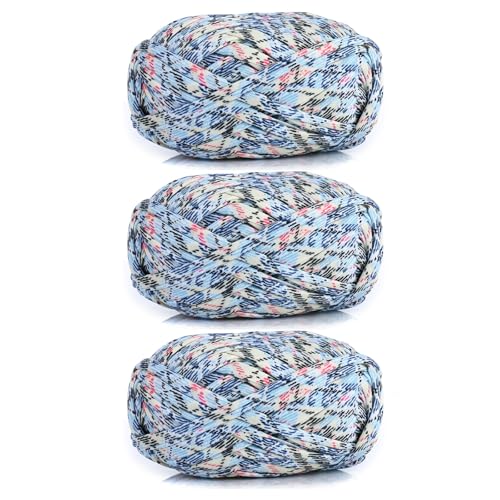 3 Stück 300g/96m T-Shirt-Garn,Durchmesser 20mm,textilgarn,baumwollgarn Zum Häkeln, Strickgarn, Stoff, Häkelgarn Für Taschen, Körbe, Decken, Heimdekoration (BZ) von zoufabaola