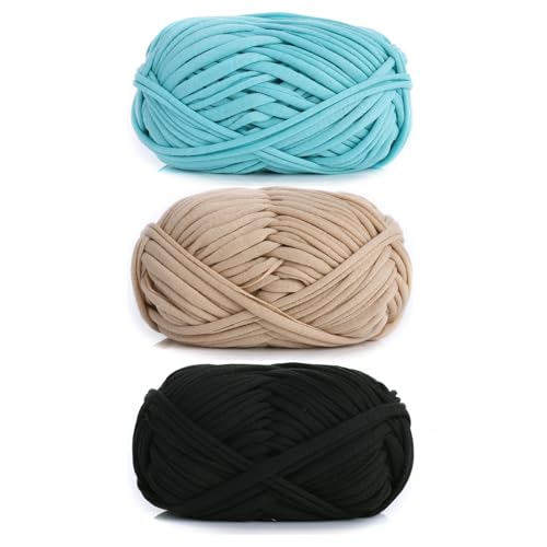 3 Stück 300g/96m T-Shirt-Garn,Durchmesser 20mm,textilgarn,baumwollgarn Zum Häkeln, Strickgarn, Stoff, Häkelgarn Für Taschen, Körbe, Decken, Heimdekoration (DH) von zoufabaola
