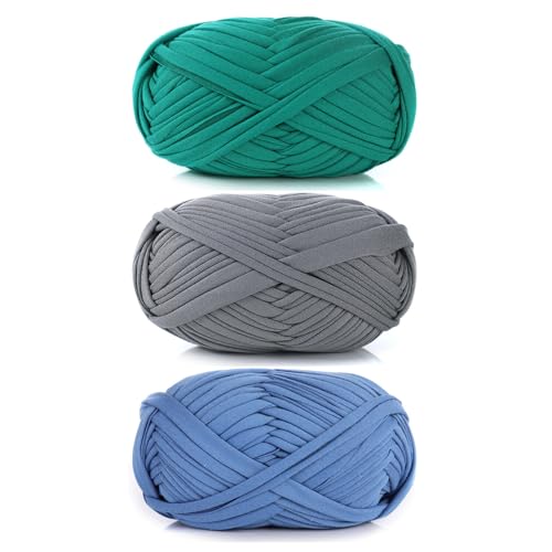 3 Stück 300g/96m T-Shirt-Garn,Durchmesser 20mm,textilgarn,baumwollgarn Zum Häkeln, Strickgarn, Stoff, Häkelgarn Für Taschen, Körbe, Decken, Heimdekoration (DV) von zoufabaola