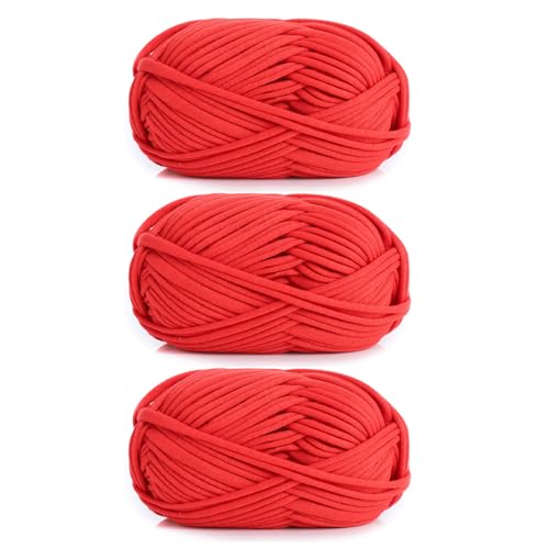 3 Stück 300g/96m T-Shirt-Garn,Durchmesser 20mm,textilgarn,baumwollgarn Zum Häkeln, Strickgarn, Stoff, Häkelgarn Für Taschen, Körbe, Decken, Heimdekoration (L) von zoufabaola