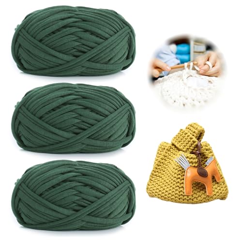 3 Stück 300g/96m T-Shirt-Garn,Durchmesser 20mm,textilgarn,baumwollgarn Zum Häkeln, Strickgarn, Stoff, Häkelgarn Für Taschen, Körbe, Decken, Heimdekoration (M) von zoufabaola