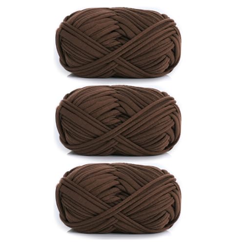 3 Stück 300g/96m T-Shirt-Garn,Durchmesser 20mm,textilgarn,baumwollgarn Zum Häkeln, Strickgarn, Stoff, Häkelgarn Für Taschen, Körbe, Decken, Heimdekoration (O) von zoufabaola
