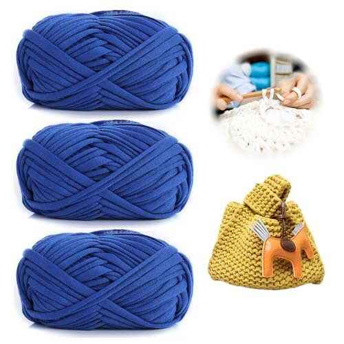 3 Stück 300g/96m T-Shirt-Garn,Durchmesser 20mm,textilgarn,baumwollgarn Zum Häkeln, Strickgarn, Stoff, Häkelgarn Für Taschen, Körbe, Decken, Heimdekoration (U) von zoufabaola