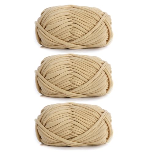 3 Stück 300g/96m T-Shirt-Garn,Durchmesser 20mm,textilgarn,baumwollgarn Zum Häkeln, Strickgarn, Stoff, Häkelgarn Für Taschen, Körbe, Decken, Heimdekoration (V) von zoufabaola