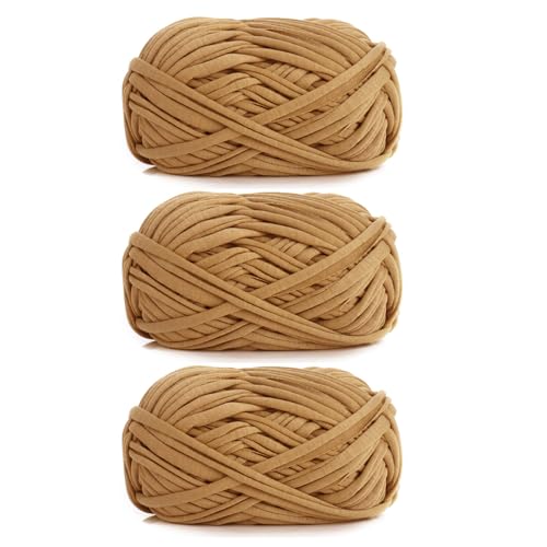 3 Stück 300g/96m T-Shirt-Garn,Durchmesser 20mm,textilgarn,baumwollgarn Zum Häkeln, Strickgarn, Stoff, Häkelgarn Für Taschen, Körbe, Decken, Heimdekoration (X) von zoufabaola