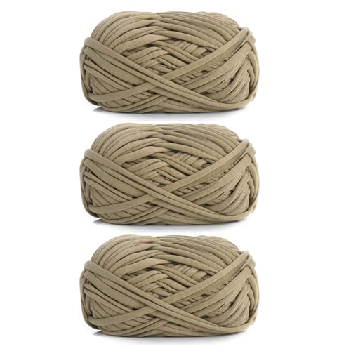 3 Stück 300g/96m T-Shirt-Garn,Durchmesser 20mm,textilgarn,baumwollgarn Zum Häkeln, Strickgarn, Stoff, Häkelgarn Für Taschen, Körbe, Decken, Heimdekoration (Y) von zoufabaola