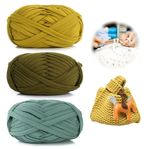 3 Stück 300g/96m T-Shirt-Garn,Durchmesser 20mm,textilgarn,baumwollgarn Zum Häkeln, Strickgarn, Stoff, Häkelgarnfür Stricken Von Häkelgarn Korbflechtzubehör (DT) von zoufabaola