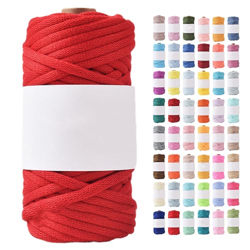 300g /35m Schlauchgarn,crochet Yarn Breite 6mm,baumwollgarn Zum Häkeln Länge,Handstrickgarnc Deckengarn, Rolle Baumwollgarn Für DIY-Decken, Hüte (Rot-A) von zoufabaola
